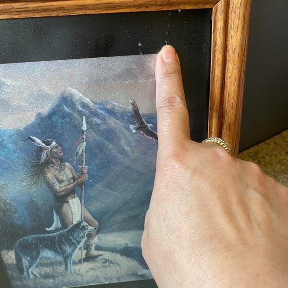 Leanin’ Tree Native American Print Marianne Caroselli Wolf Eagle Mountain Sunset - Picture 6 of 7